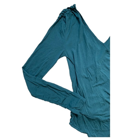 DYNAMITE Wrap Bodysuit With V Cut & Long Sleeves Jade Green Size XXS - Picture 5 of 9